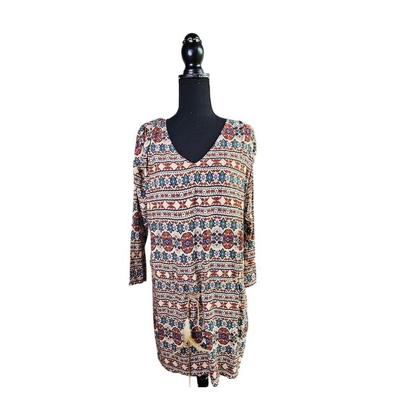 Catwalk Shift Boho Hippie Dress Size Small Belted Feather - Picture 1 of 11
